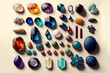 © ADDICTIVE STOCK - Generative AI illustration of various colorful gems laid out on table