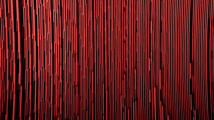 Poster - Narrow red flowing strings or fibres moving into the same direction. Design. Stream of narrow red lines.