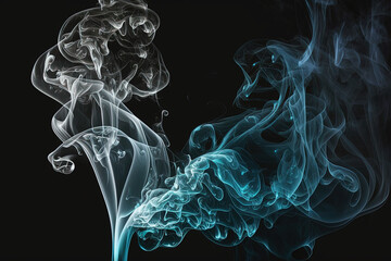 Beautiful and colorful smoke with black background. Generated AI