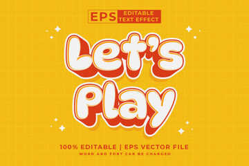 Poster - Editable text effect Lets Play 3d cartoon style premium vector