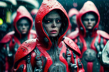 Wall Mural - a portrait of people in cyberpunk science fiction. high-tech futuristic people from the future. gene