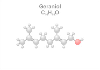 Wall Mural - Simplified scheme of the geraniol molecule.