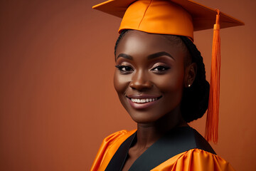 Sticker - Portrait of an african american female university college graduate. Generative ai