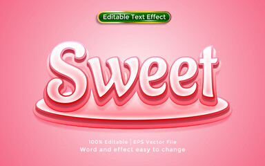 Wall Mural - Sweet text, pink background, 3d style editable text effect