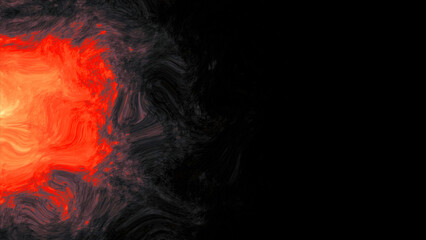 Poster - Abstract spreading colorful liquid paint on a black background. Motion. Beautiful energy like flowing digital paint.