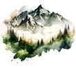 mountains watercolor forest wild nature. vector watercolor mountain range with high peaks against the blue sky. graphics design for wedding invitations and pictures on wall posters art. vector 