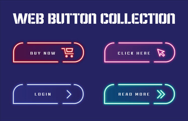Wall Mural - neon cta web button collection