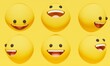 © Kaincloud - happy yellow emoticon, view from different angles use for technology, happiness and other themes, 3d illustration