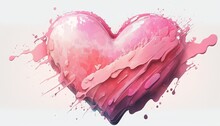  A Heart Shaped Object With Pink Paint Splattered On It's Sides And A White Background With A Pink And Purple Splash Of Paint.  Generative Ai