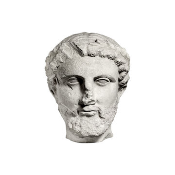 antique greek philosopher head isolated front view