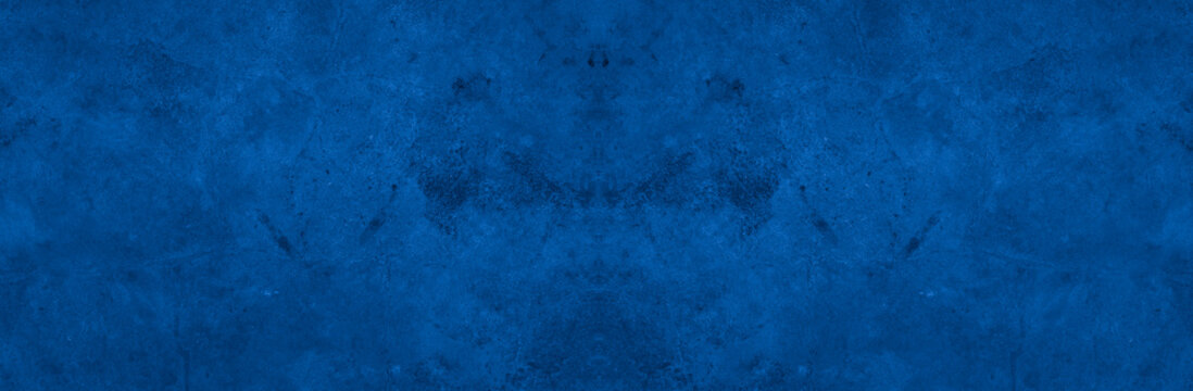 Fototapete - Old wall pattern texture cement blue dark abstract  blue color design are light with black gradient background.