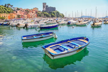 Wall Mural - Lerici bay and marina with sailboats, Cinque Terre, Liguria, Italy with boats