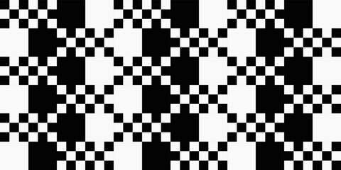 Poster - Vector black and white pattern, seamless and checkered. For print, interior, seamless canvas.
