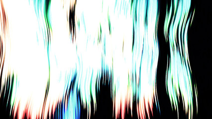 Poster - Background with moving distortion bands. Motion. Noisy signal with stripes on black background. Shimmering stripes with glitch effect on black background