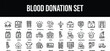 Thin line icons Perfect pixel Blood Donation icon set