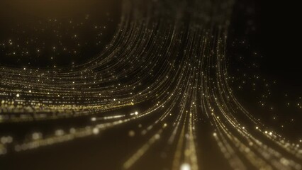 Wall Mural - gold lights rays stage scene for award winning event, abstract particle glitter