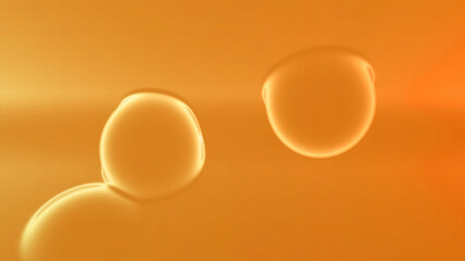 Poster - 3D liquid bubbles move in space. Design. Balls move and disappear into liquid space. Liquid 3d balls move between layers. Animation with lava lamp effect