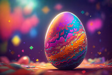 Easter Egg On Colorful Background. AI
