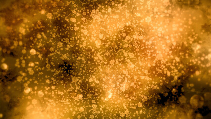 Poster - Beautiful background with moving glowing spots and bokeh. Motion. Round particles disappear and appear in space on glowing background. Beautiful background with round flying particles and bright spots