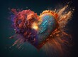 Love bombing icon. Heart explosion.. Concept of like button and social media. Generative AI. 