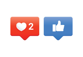 Poster - Like icons design. Like and appreciation icons for different social media posts. User interface design. Vector illustration.