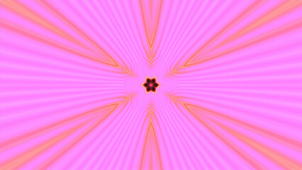 Poster - Psychedelic 3d animation with flashing lights and lines. Motion. Bright neon stream with flashing flower pattern. Tunnel flow with neon lines and flower
