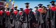 © Brian - Graduation day--a crowd of people graduating with caps and gowns during the commencement ceremony.. Students passed academics by generative AI