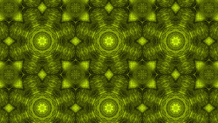 Poster - Shimmering geometric pattern in style of kaleidoscope. Motion. Kaleidoscopic pattern flickers with neon colors. Colorful floral pattern with geometric shapes changes and shimmers with different colors