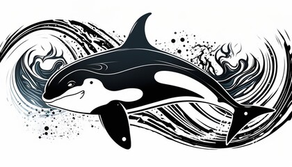 Wall Mural - orca illustration for tattoo or wall sticker