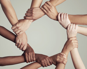 Aufkleber - As a team. Cropped shot of unrecognizable businesspeople coming together as a team.