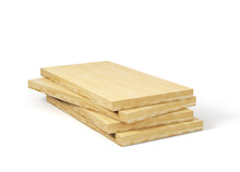 Wood Panels For Construction On A White Background. 3d Illustration