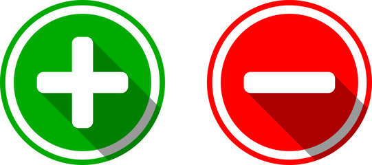 Poster - plus minus or positive negative or yes and no or right and wrong or approved and declined sign icon 