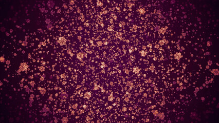 Poster - Purple background. Motion.Light glitter in the form of small flowers in the animation that diverges in different directions.