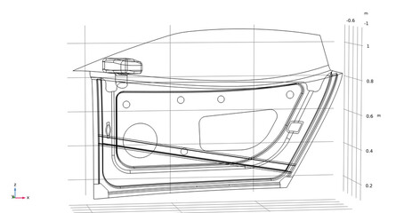 Canvas Print - Computer modeling and investigation of the parameters of the car door model
using a computer-aided design system.
Design environment of engineering calculations. Calculation grid. 3d illustration.