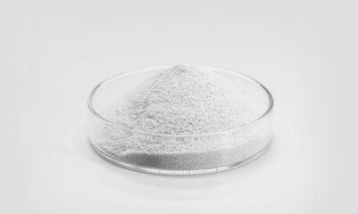 lactase enzyme, food supplement, powder containing the enzyme lactase. · The enzyme lactase helps to digest the lactose present in food. isolated white background