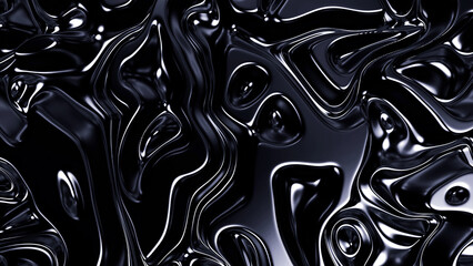 Poster - Grey and gold background. Design. Black blots made in computer graphics spreading in different directions.