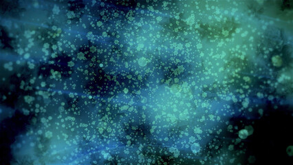 Poster - Blue and turquoise glitter. Motion. Black background with bright glitter particles that shimmer and shine in 3d animation.