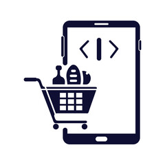 Poster - online grocery shopping icon