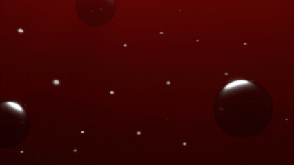Poster - Red and blue background. Design. Small floating bubbles moving in different directions made in 3d format.