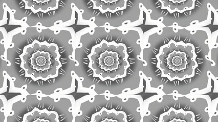 Poster - White and blue kaleidoscope pattern. Motion. Different ornaments with geometric shapes that change quickly in animation.