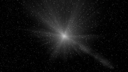Poster - Black background with animated stars and light in the middle. Motion.Dark background with sky and stars