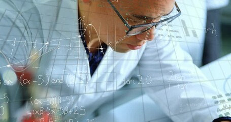 Poster - Animation of scientific data processing over asian male scientist