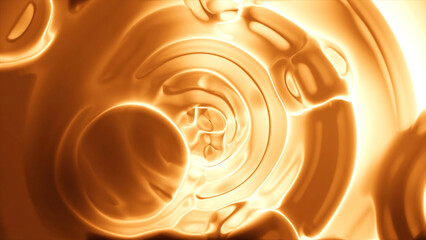 Poster - Hypnotic calm effect of liquid surface with silhouettes of bubbles and rings. Motion. Bright smooth transforming shape.