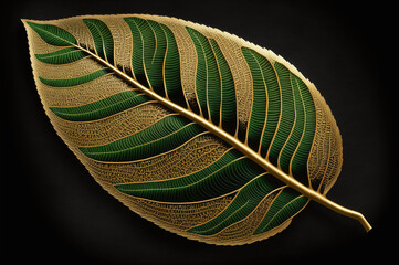 Detailed leaf illustration on black background