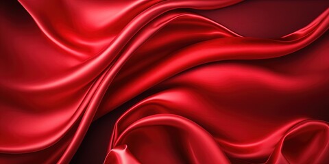 luxurious red silk satin with soft folds, wavy lines and elegant design, perfect for christmas and n