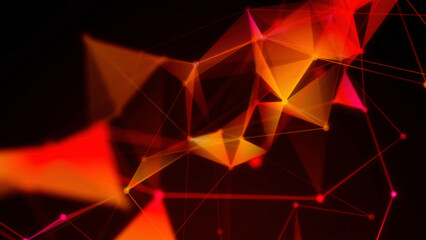 Aufkleber - Abstract digital connection moving dots and lines. Motion. Technology background, network connection structure.