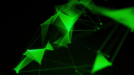 Aufkleber - Abstract digital connection moving dots and lines. Motion. Technology background, network connection structure.