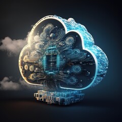Wall Mural - cloud computing Storage and data transfer Cloud network , Cloud technology. Networking and internet service concept, generative ai