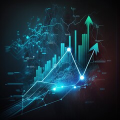 Canvas Print - economic growth graph chart. Financial. Stock exchange, generative AI