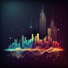 Wall Mural - Smart city and abstract dot point connect with gradient line and aesthetic Complex wave line design, big data connection technology, generative ai